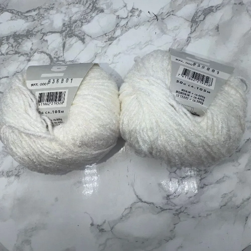 LANG Velluto White #28 Viscose Nylon Yarn-2 Skeins NEW!